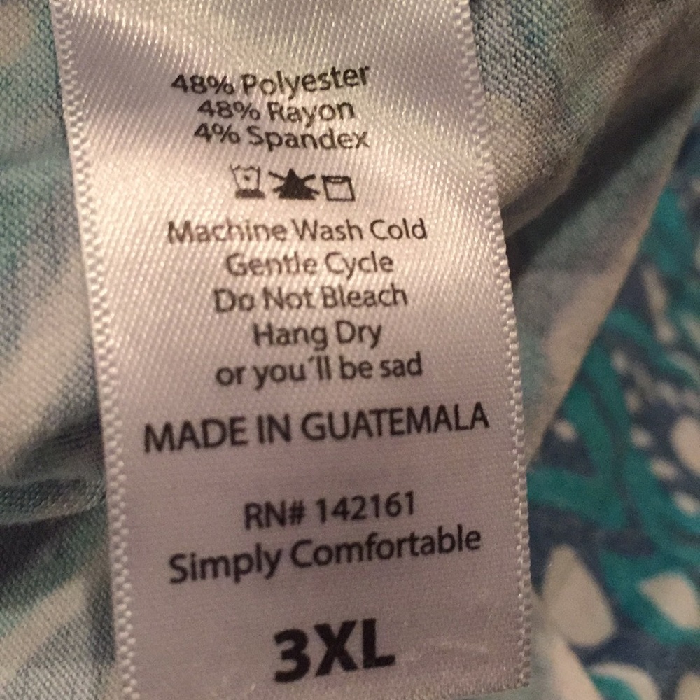 LuLaRoe half sleeve: faded denim/turquoise/white - Picture 8 of 8